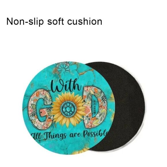 2/$30 With God all Things are Possible Car Accessory Cup Holder Coasters - Picture 5 of 8